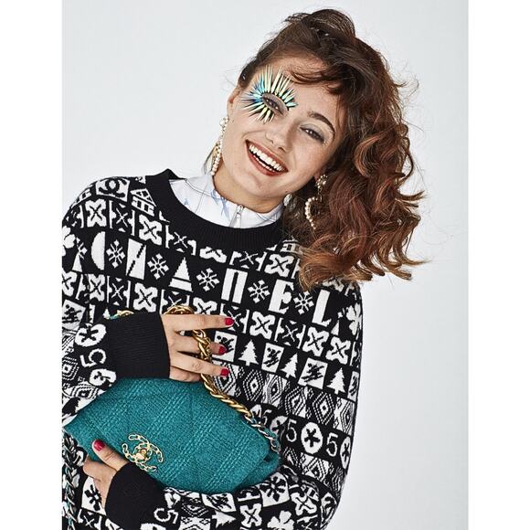 Chanel 19B Coco Neige Ski Black White CC Long Sleeve Cashmere Jumper Sweater 38 - Picture 2 of 16